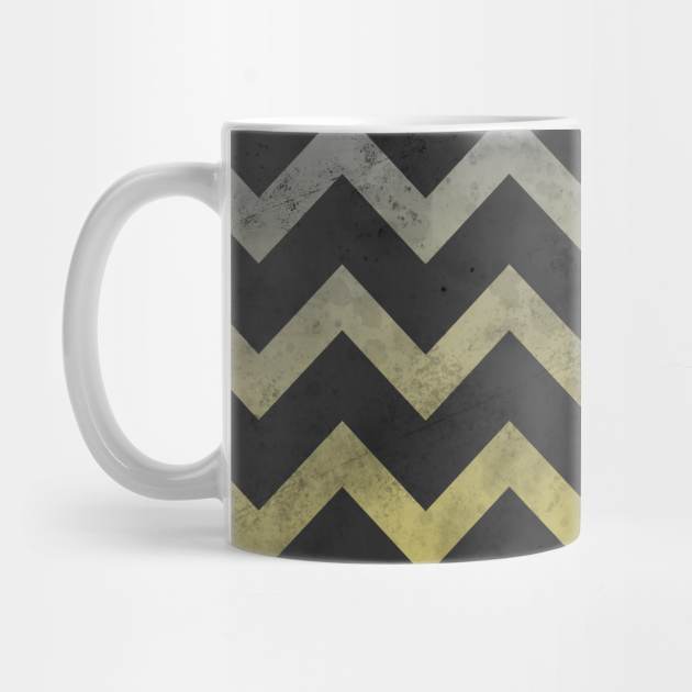 Chevron tan yellow ombre dark gray lines pattern vintage design by PLdesign